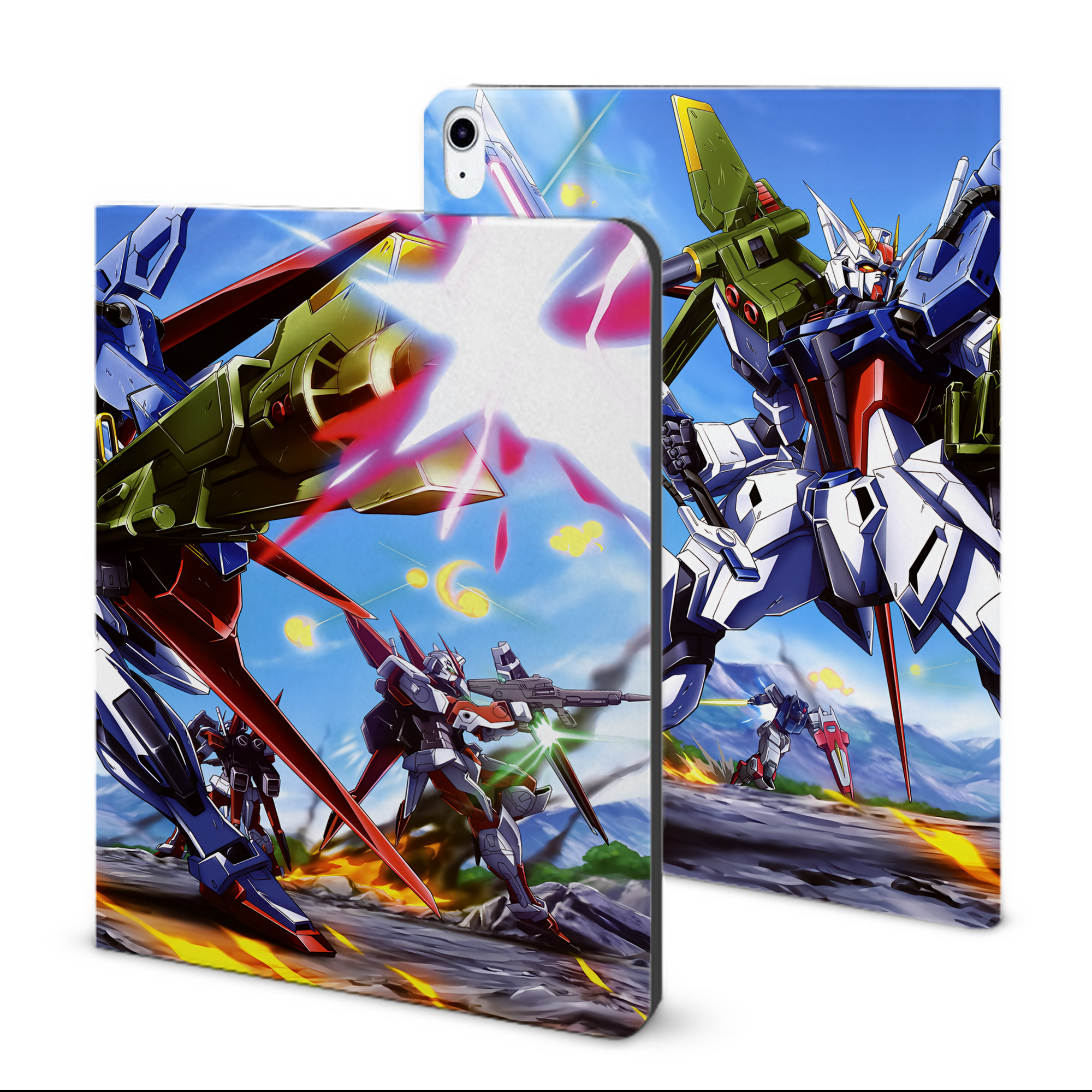 （画像用） 機動戦士ガンダム Mobile Suit Gundam IPad ケース ブック型 PUレザー TPU 耐衝撃 軽量 薄型 ペン収納なし 全面保護 IPad 各モデル対応